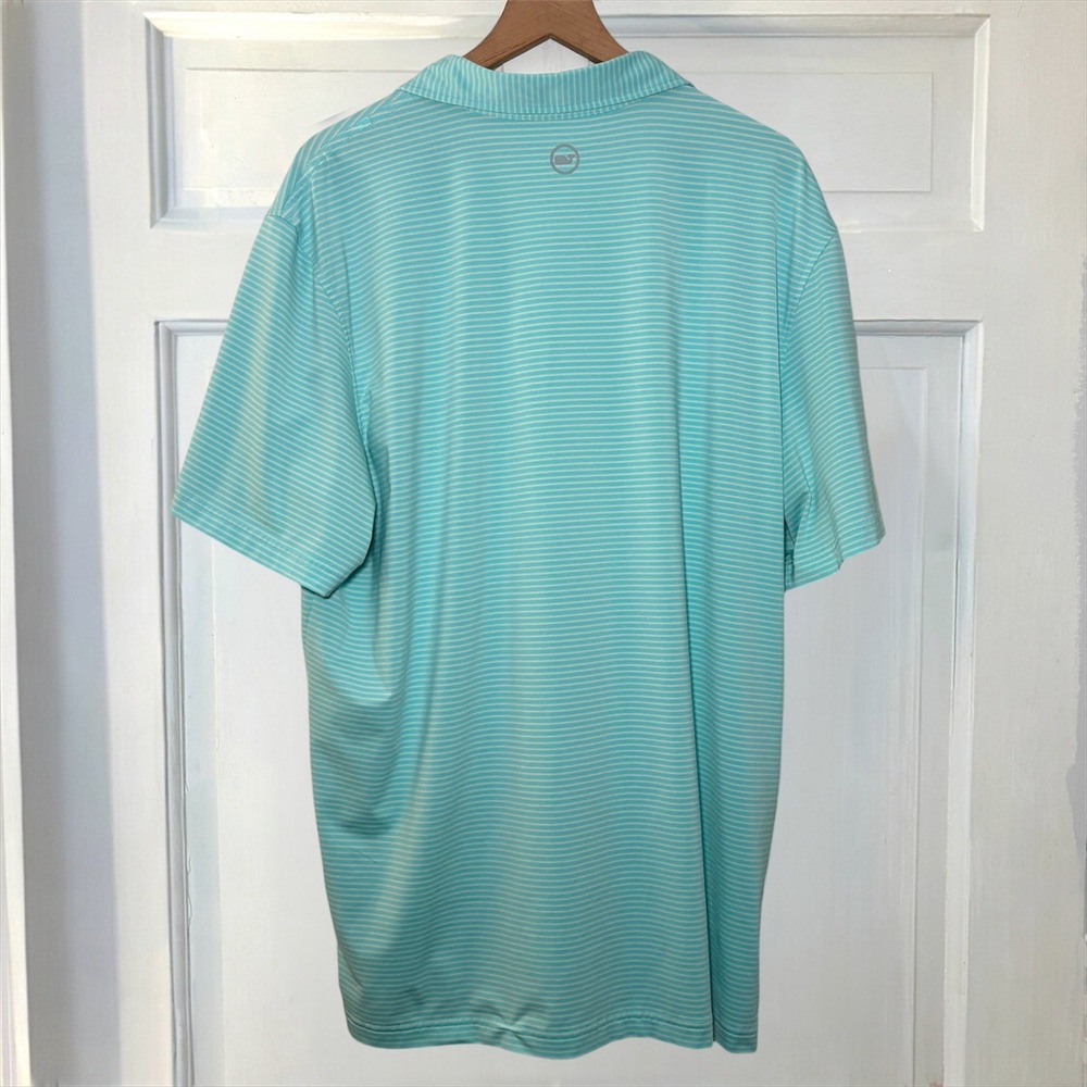 Vineyard Vines Performance Golf Polo Mens XL Blue Striped Short Sleeve Shirt - Picture 5 of 9
